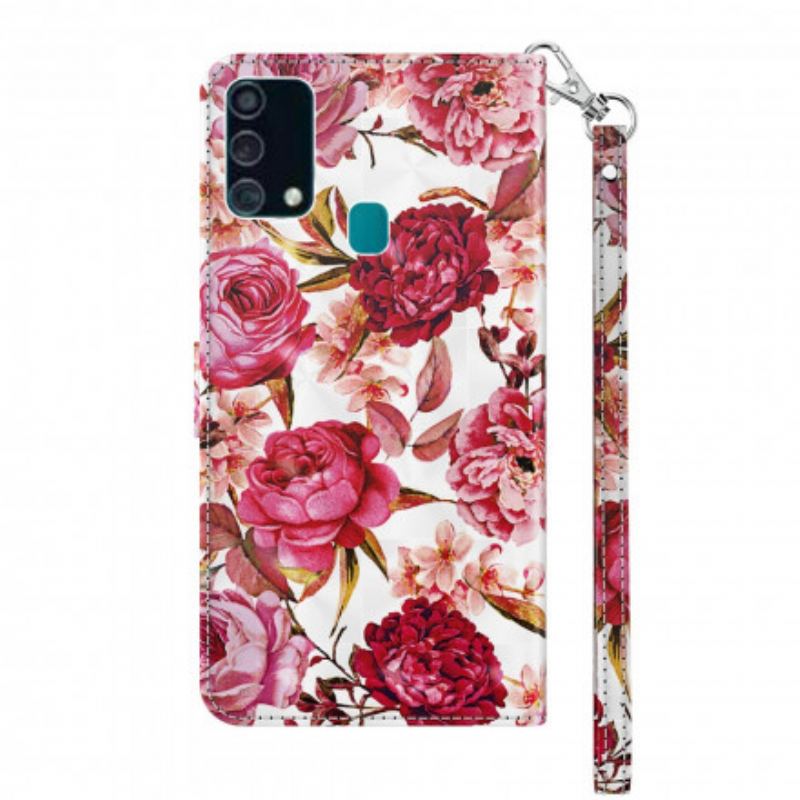 Housse Samsung Galaxy A32 5G Light Spot Roses avec Lanière