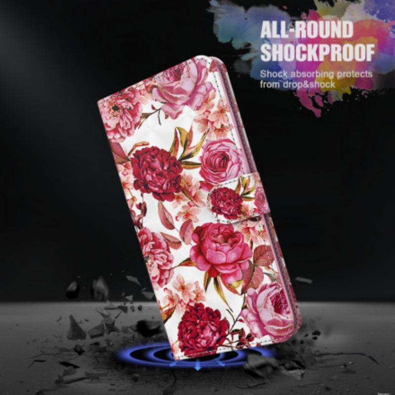 Housse Samsung Galaxy A32 5G Light Spot Roses avec Lanière