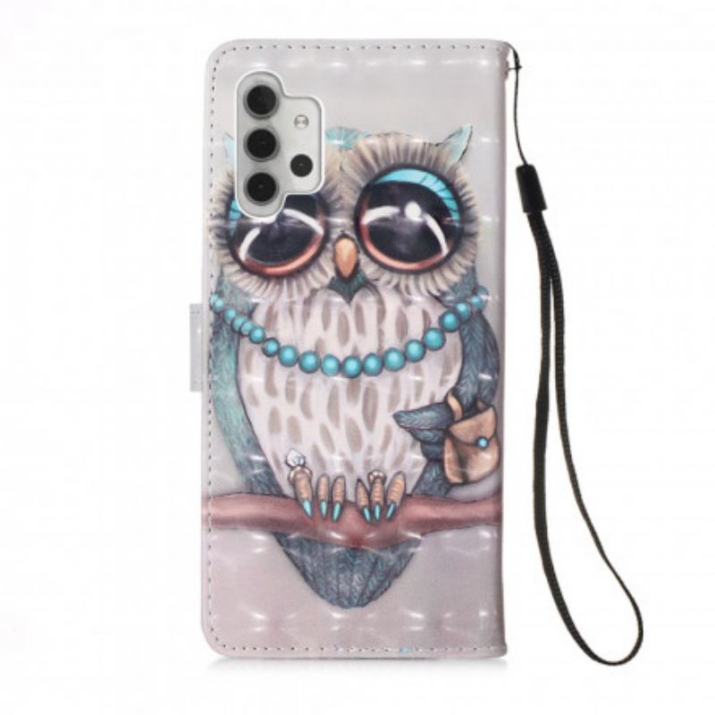 Housse Samsung Galaxy A32 5G Miss Hibou à Lanière