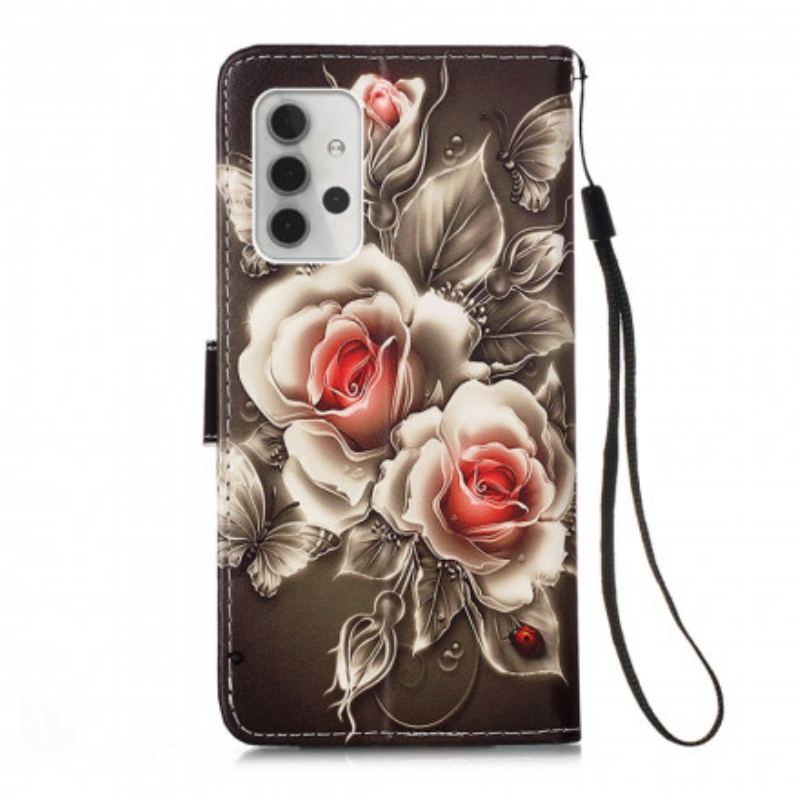 Housse Samsung Galaxy A32 5G Roses Dorées