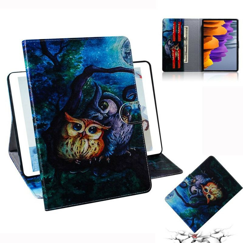 Housse Samsung Galaxy Tab S8 / Tab S7 Peinture Hiboux