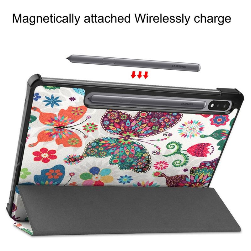 Smart Case Samsung Galaxy Tab S8 / Tab S7 Porte-Stylet Fleurs Vintage