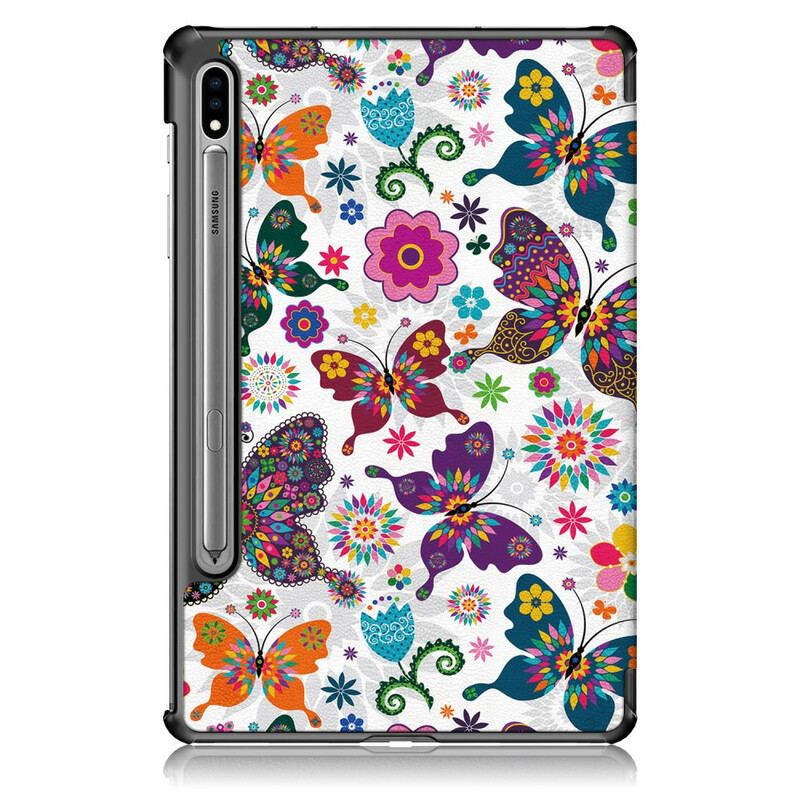 Smart Case Samsung Galaxy Tab S8 / Tab S7 Renforcée Papillons et Fleurs