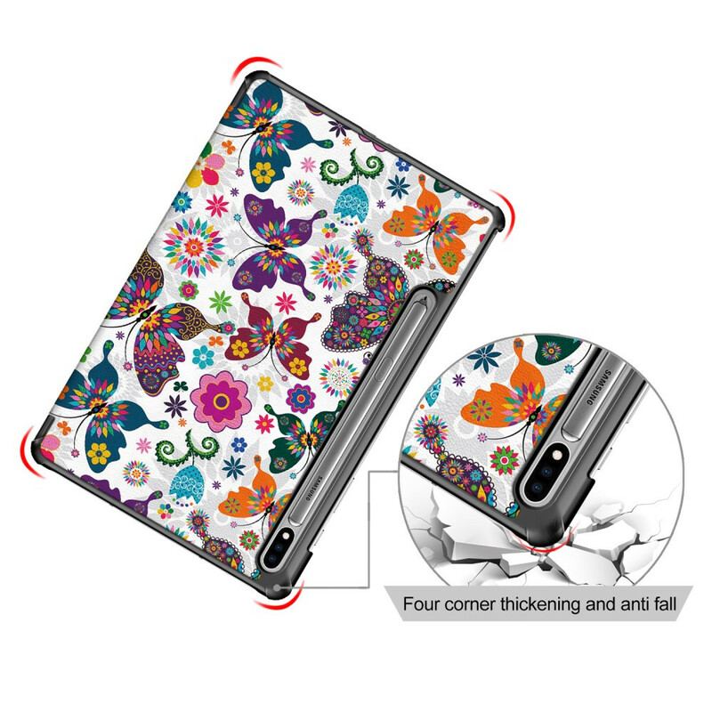 Smart Case Samsung Galaxy Tab S8 / Tab S7 Renforcée Papillons et Fleurs