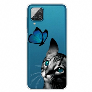 Coque Samsung Galaxy A12 / M12 Chat et Papillon