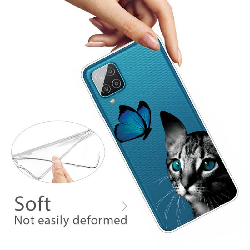 Coque Samsung Galaxy A12 / M12 Chat et Papillon