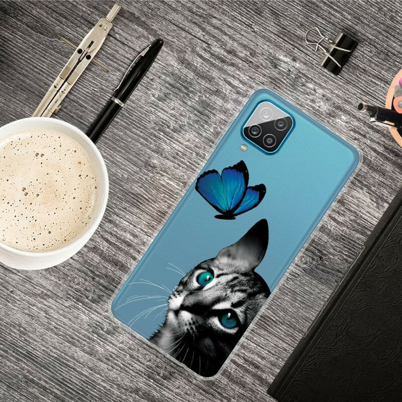 Coque Samsung Galaxy A12 / M12 Chat et Papillon