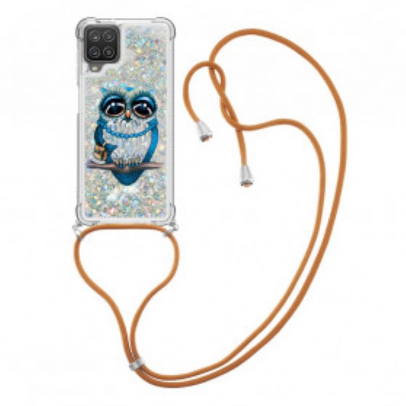 Coque Samsung Galaxy A12 / M12 à Cordon Paillettes Miss Hibou