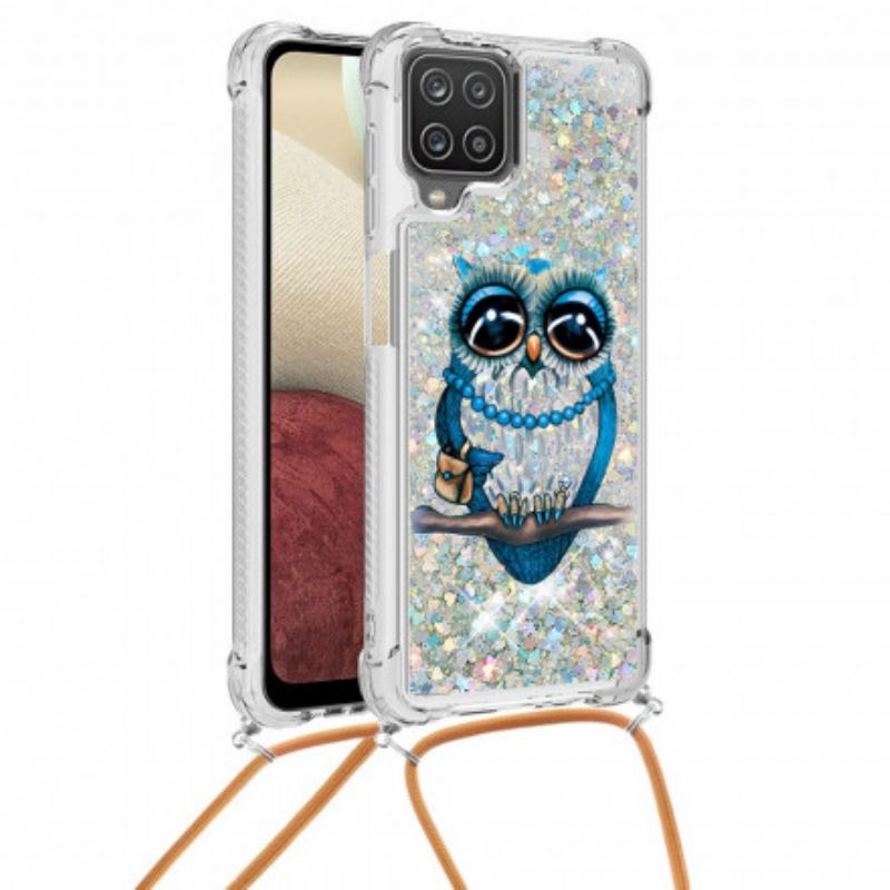 Coque Samsung Galaxy A12 / M12 à Cordon Paillettes Miss Hibou