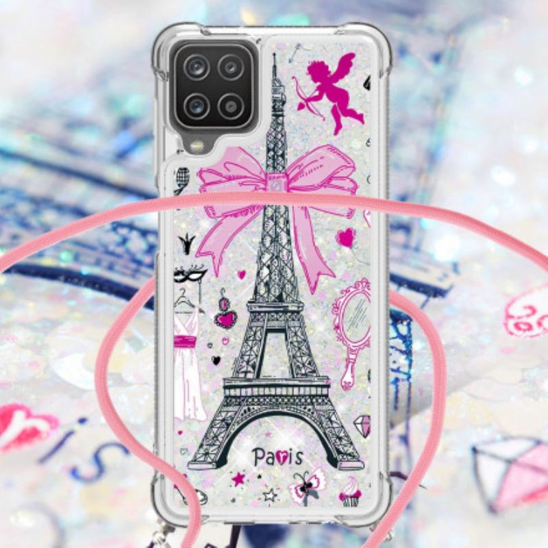 Coque Samsung Galaxy A12 / M12 à Cordon Tour Eiffel