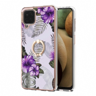 Coque Samsung Galaxy A12 / M12 Fleurs Anneau-Support