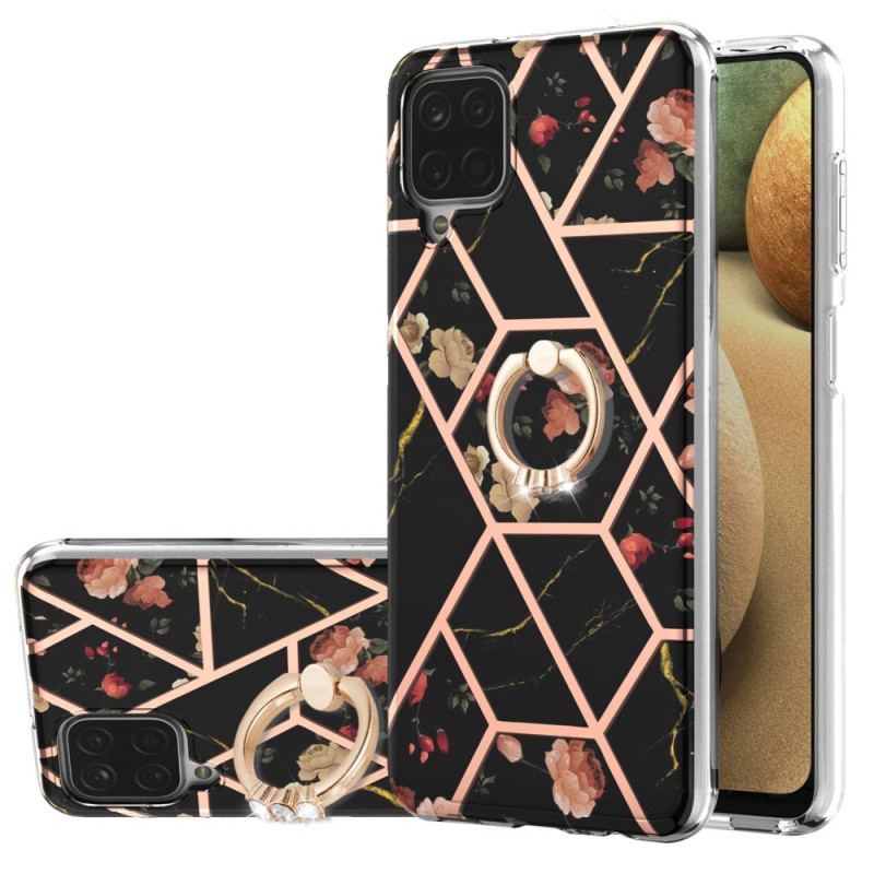 Coque Samsung Galaxy A12 / M12 Fleurs Anneau-Support