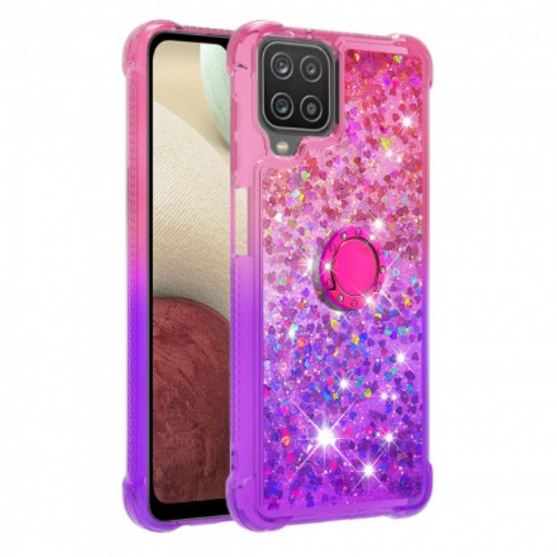 Coque Samsung Galaxy A12 / M12 Paillettes Anneau-Support