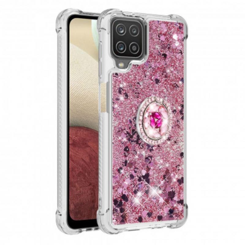 Coque Samsung Galaxy A12 / M12 Paillettes avec Anneau-Support