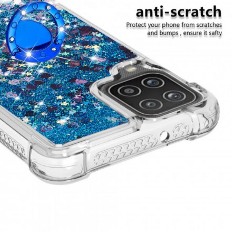 Coque Samsung Galaxy A12 / M12 Paillettes avec Anneau-Support