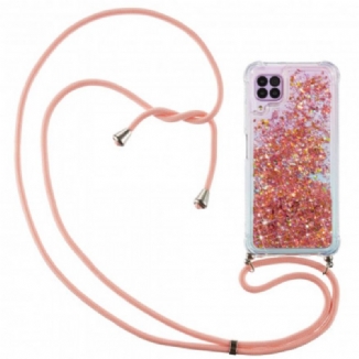 Coque Samsung Galaxy A12 / M12 Paillettes avec Cordon