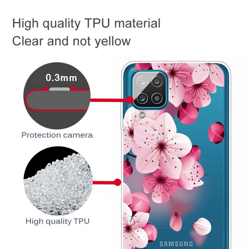 Coque Samsung Galaxy A12 / M12 Petites Fleurs Roses