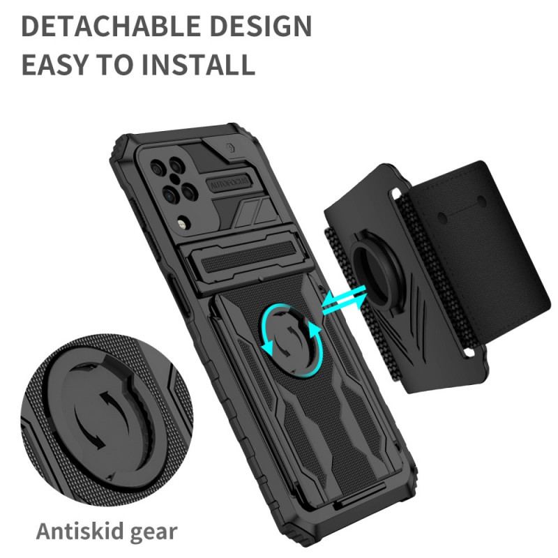 Coque Samsung Galaxy A12 / M12 Porte-Cartes à Glissière et Support