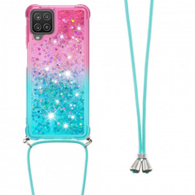 Coque Samsung Galaxy A12 / M12 Silicone Paillettes et Cordon