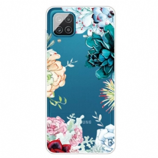 Coque Samsung Galaxy A12 / M12 Transparente Fleurs Aquarelle