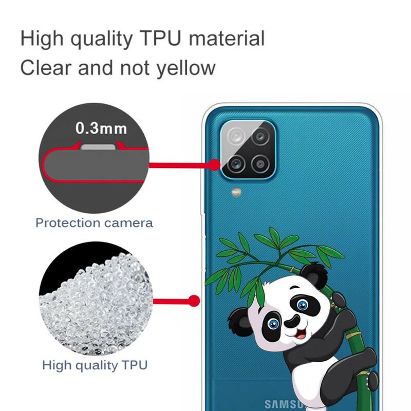 Coque Samsung Galaxy A12 / M12 Transparente Panda Sur Le Bambou