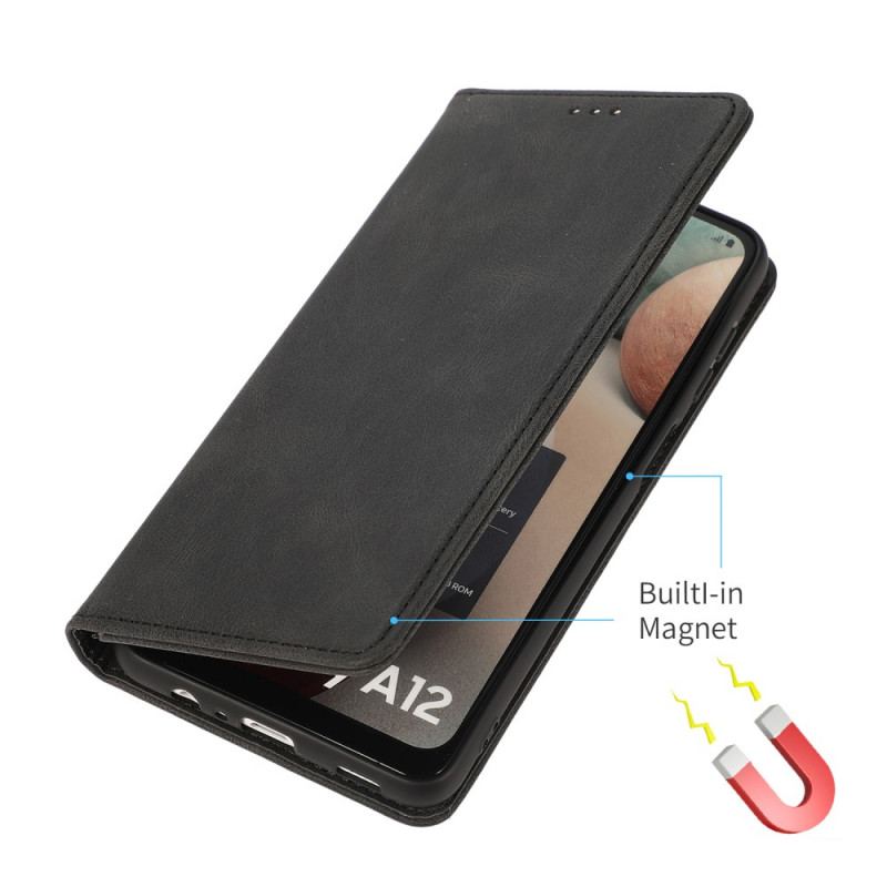 Flip Cover Samsung Galaxy A12 / M12 Effet Cuir Silky Touch