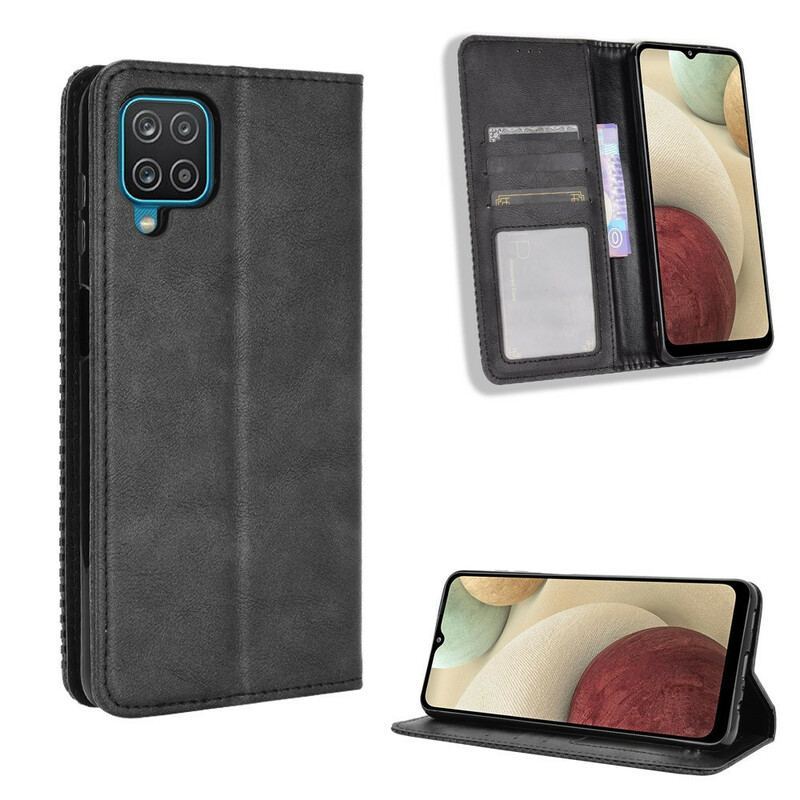 Flip Cover Samsung Galaxy A12 / M12 Effet Cuir Vintage Stylisé