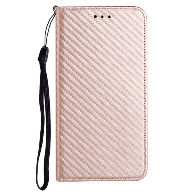 Flip Cover Samsung Galaxy A12 / M12 Fibre Carbone à Lanière