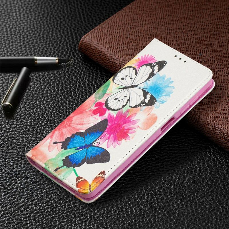 Flip Cover Samsung Galaxy A12 / M12 Papillons Colorés