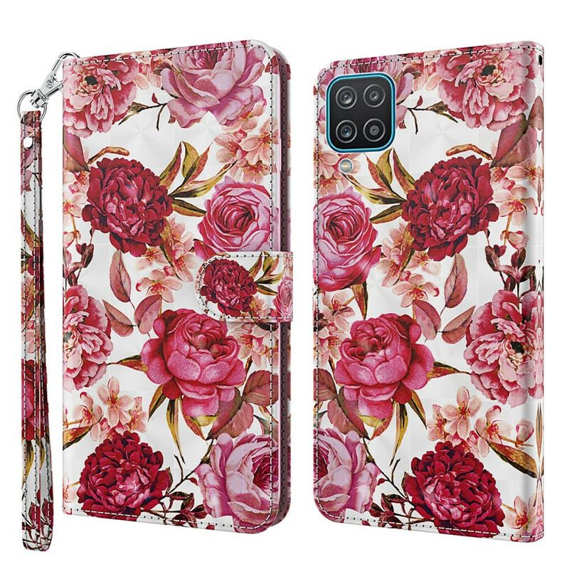 Housse Samsung Galaxy A12 / M12 Light Spot Roses avec Lanière