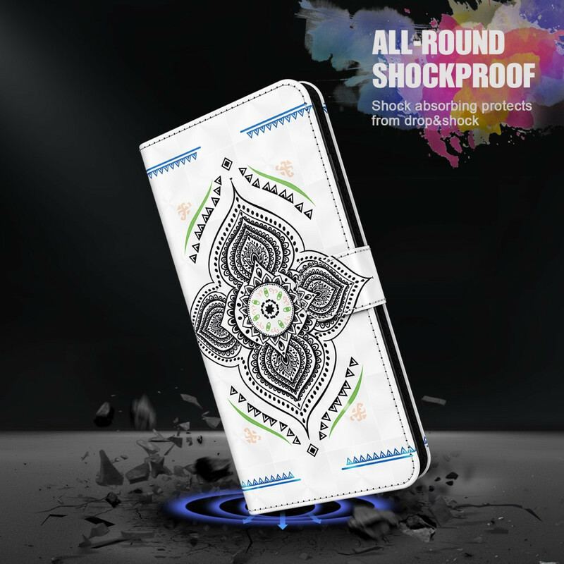 Housse Samsung Galaxy A12 / M12 Light Spots Mandala avec Lanière