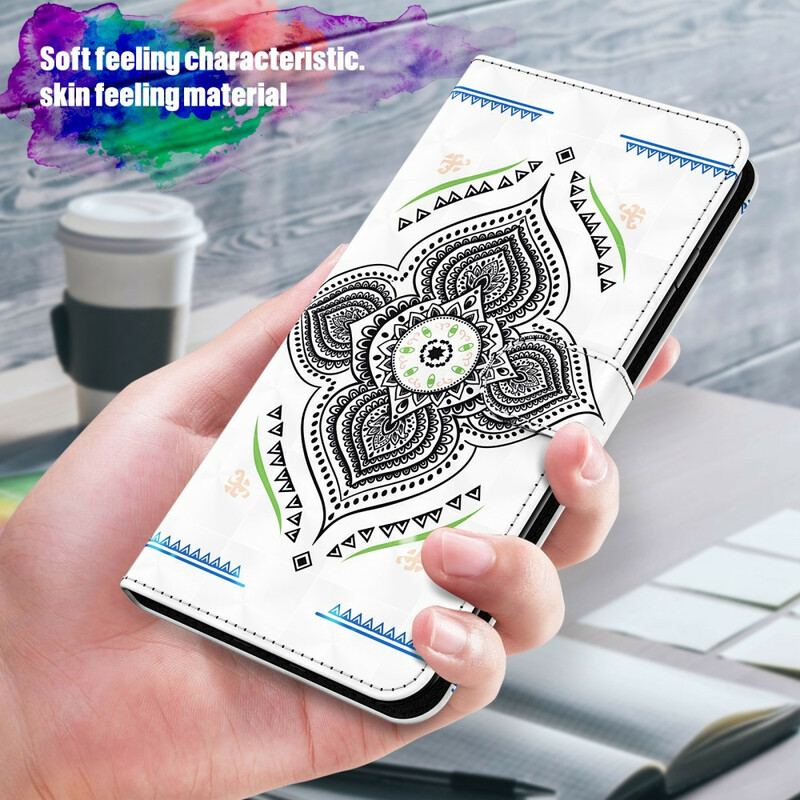 Housse Samsung Galaxy A12 / M12 Light Spots Mandala avec Lanière