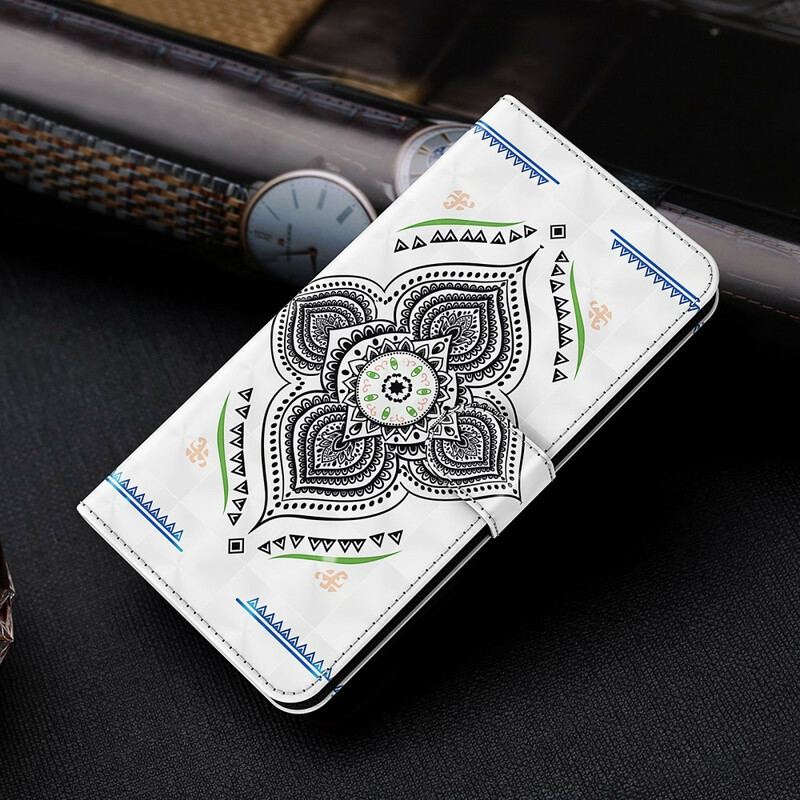 Housse Samsung Galaxy A12 / M12 Light Spots Mandala avec Lanière