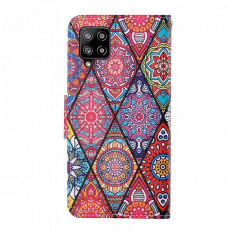 Housse Samsung Galaxy A12 / M12 Patchwork avec Lanière