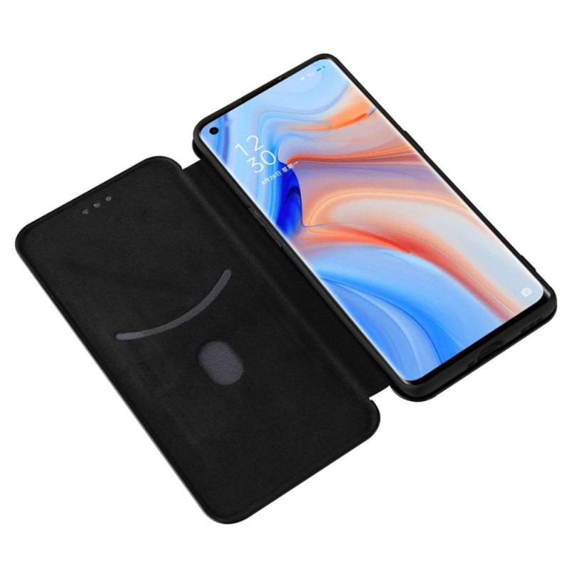 Flip Cover Oppo Find X3 Lite Silicone Carbone Coloré