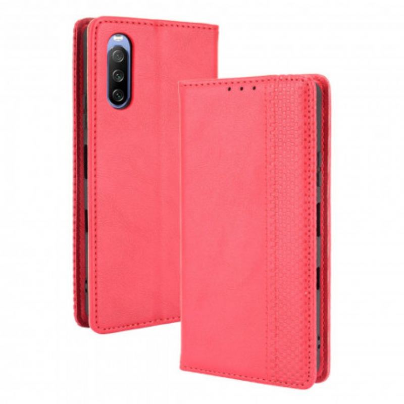 Flip Cover Sony Xperia 10 III Effet Cuir Vintage Stylisé