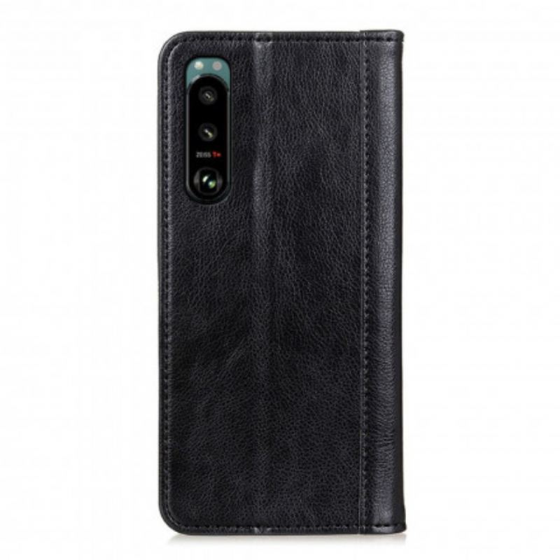 Flip Cover Sony Xperia 5 III Cuir Litchi Fendu Classique