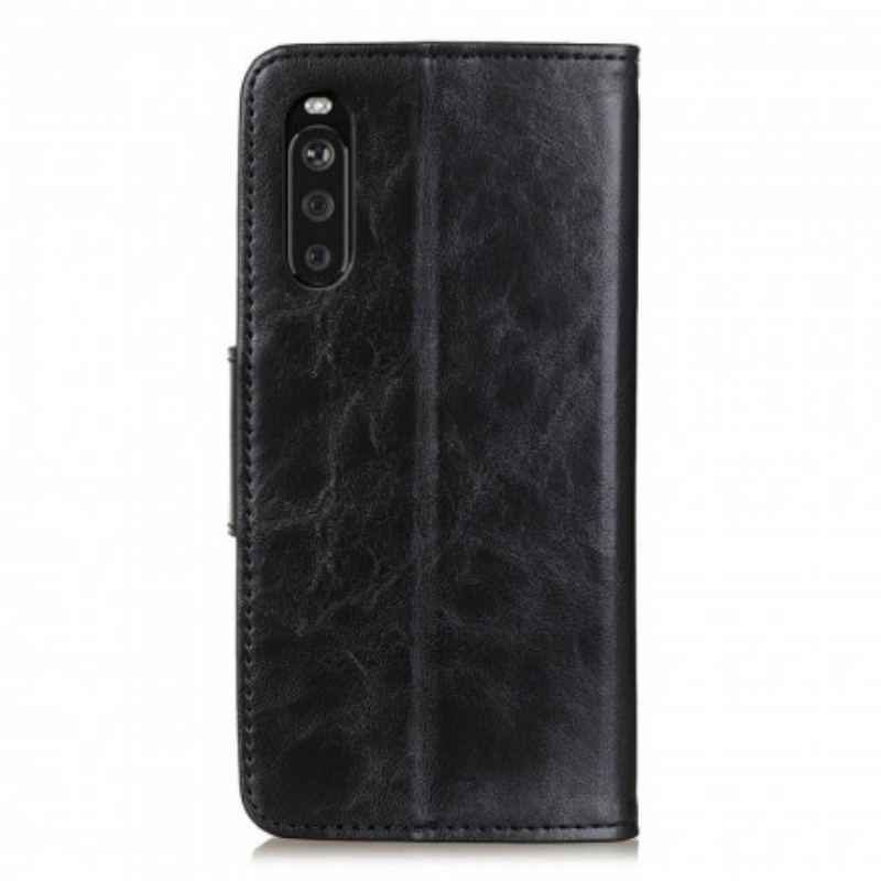 Housse Sony Xperia 10 III Cuir Fendu Fermoir Réversible