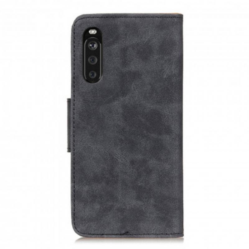 Housse Sony Xperia 10 III Cuir Fendu Vintage