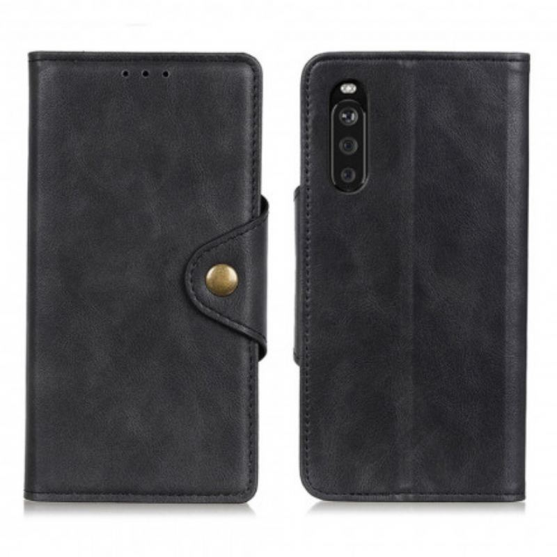 Housse Sony Xperia 10 III Simili Cuir Vintage Bouton