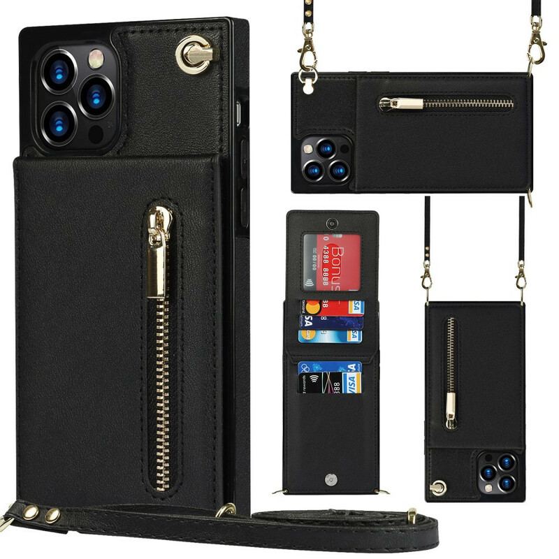 Coque iPhone 12 / 12 Pro Bandoulière Porte-cartes