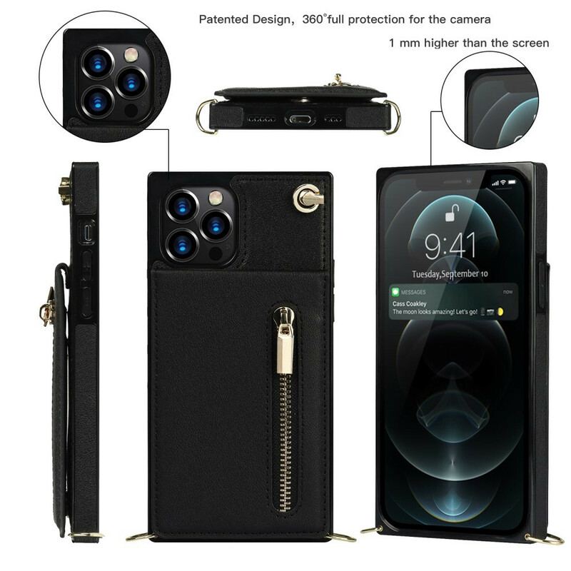 Coque iPhone 12 / 12 Pro Bandoulière Porte-cartes