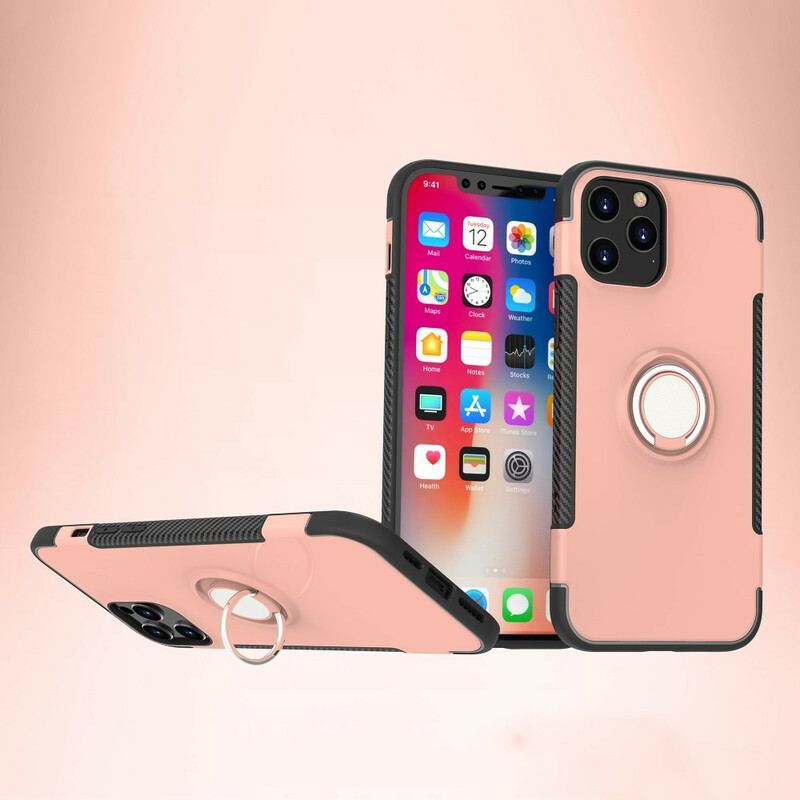 Coque iPhone 12 / 12 Pro Fibre Carbone Anneau Métallique