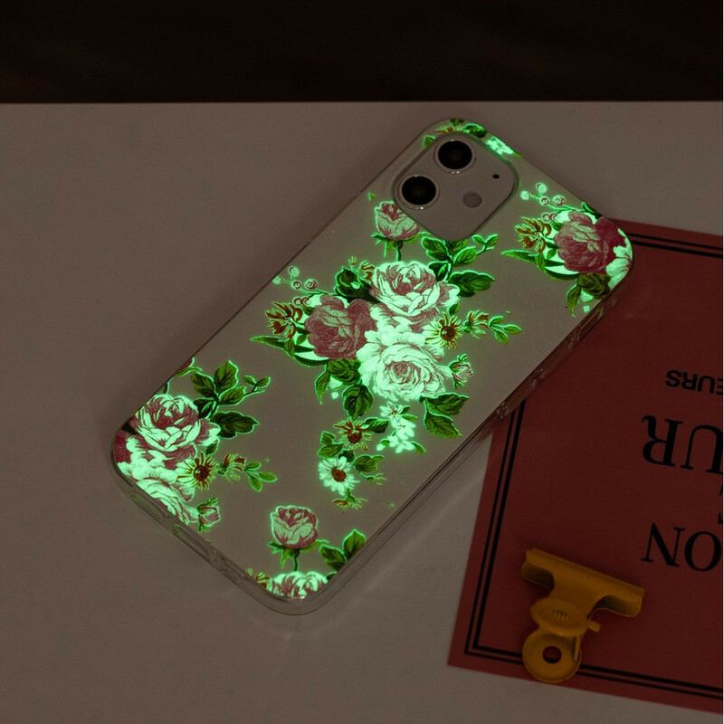 Coque iPhone 12 / 12 Pro Fleurs Liberty Fluorescente