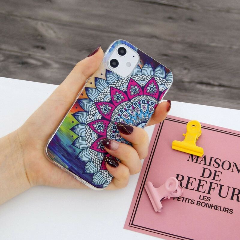 Coque iPhone 12 / 12 Pro Mandala Coloré Fluorescente