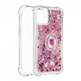 Coque iPhone 12 / 12 Pro Paillettes avec Anneau-Support