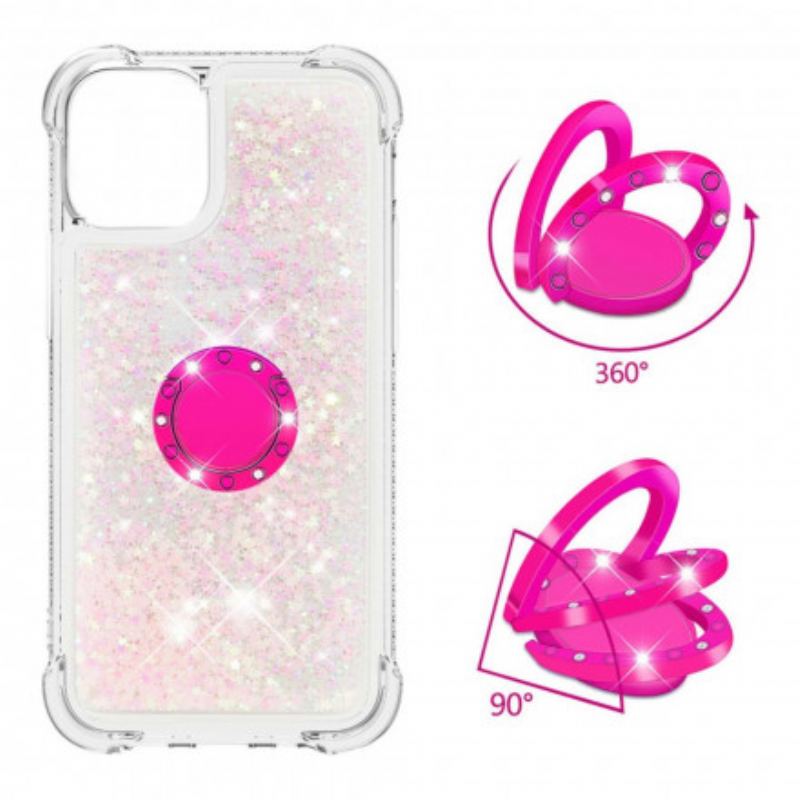 Coque iPhone 12 / 12 Pro Paillettes avec Anneau-Support