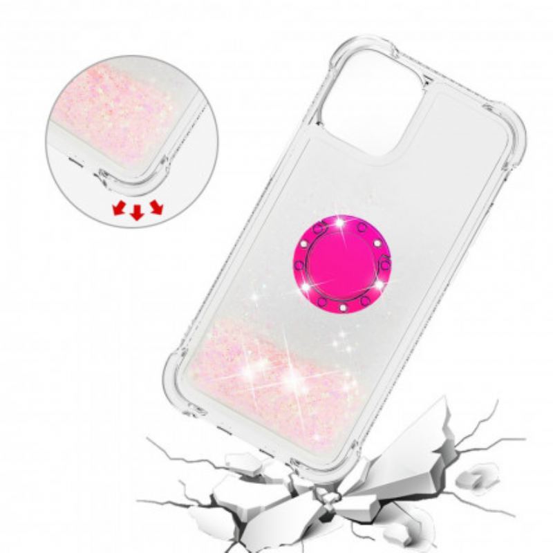 Coque iPhone 12 / 12 Pro Paillettes avec Anneau-Support