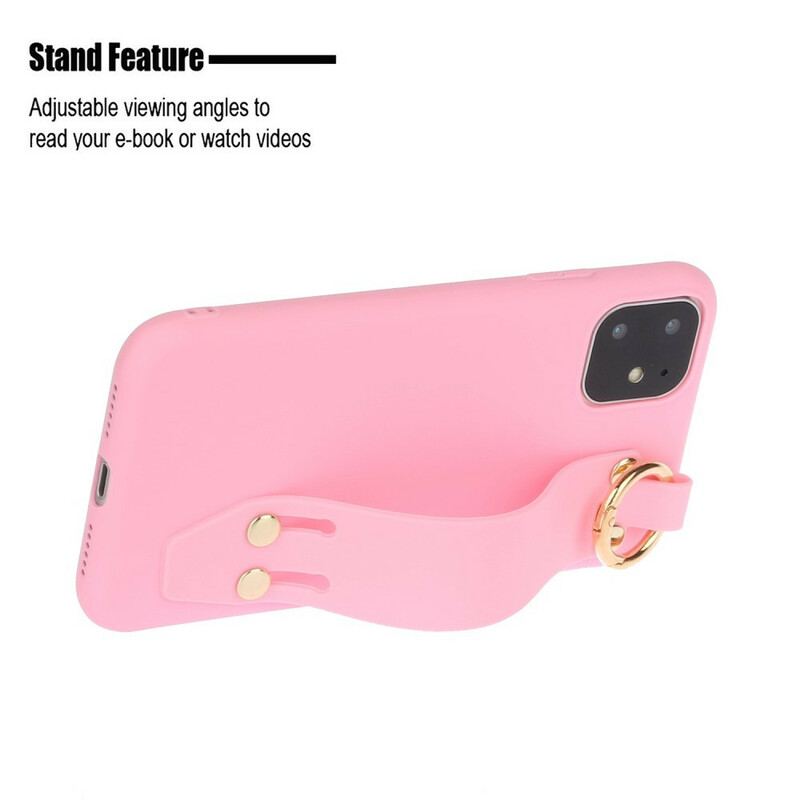 Coque iPhone 12 / 12 Pro Silicone avec Sangle Support