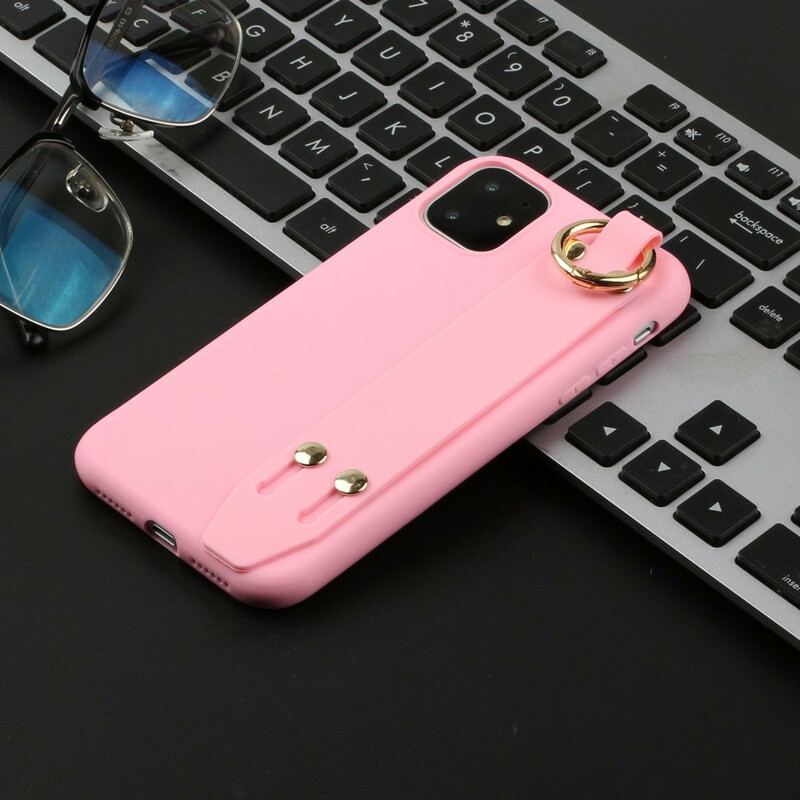 Coque iPhone 12 / 12 Pro Silicone avec Sangle Support